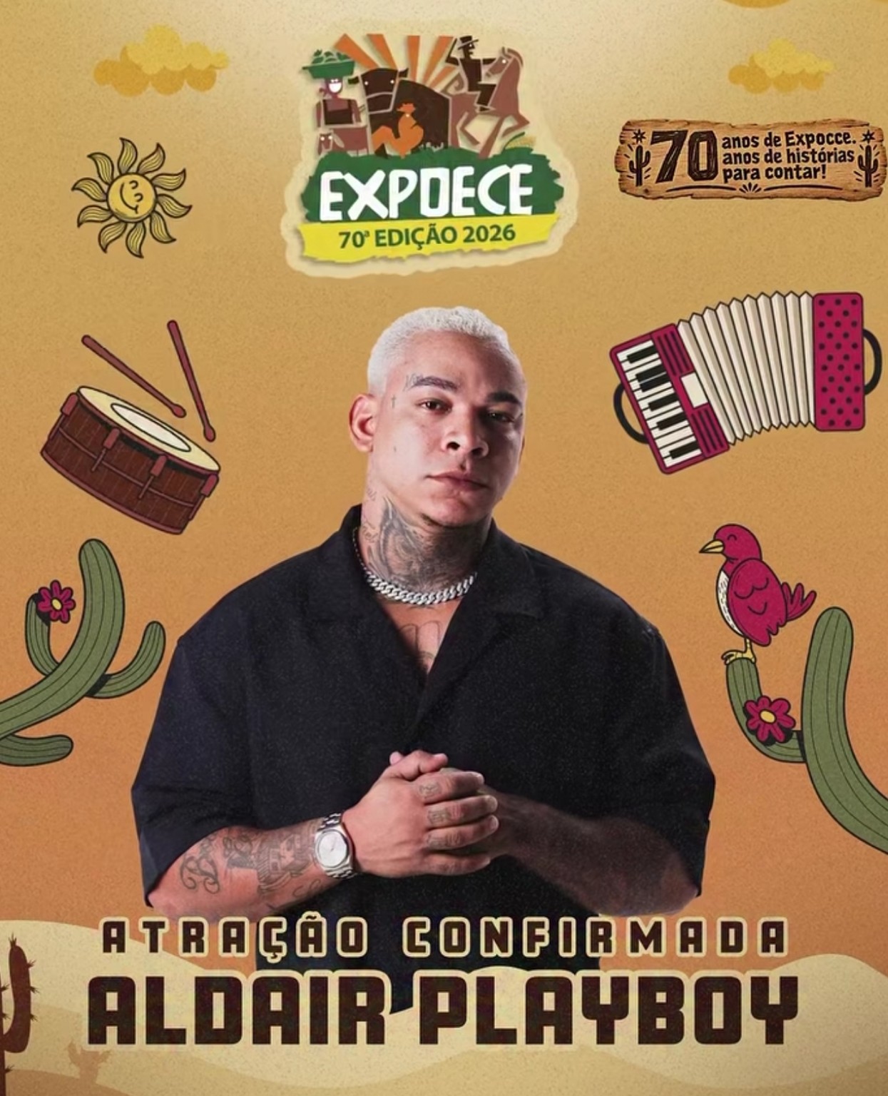 Aldair Playboy é confirmado na Expoece 2026 para show no dia 5 de novembro